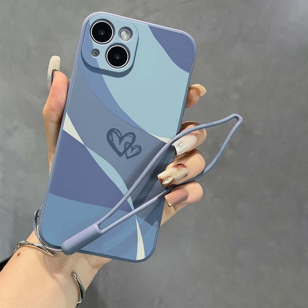 BlueHeartPatternPhoneCoverWithLanyard_1