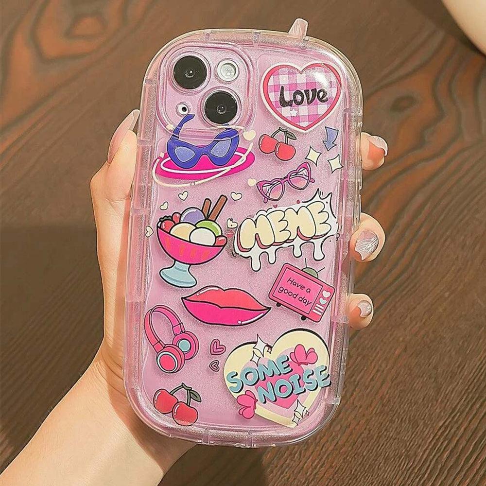 Cute Cherry Stickers Plastic Phone Cover iPhone - Kimo Store