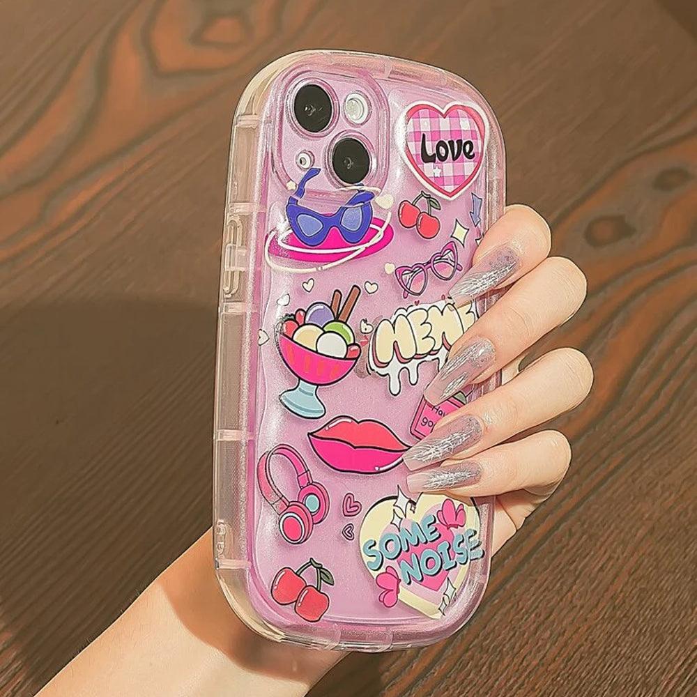 Cute Cherry Stickers Plastic Phone Cover iPhone - Kimo Store