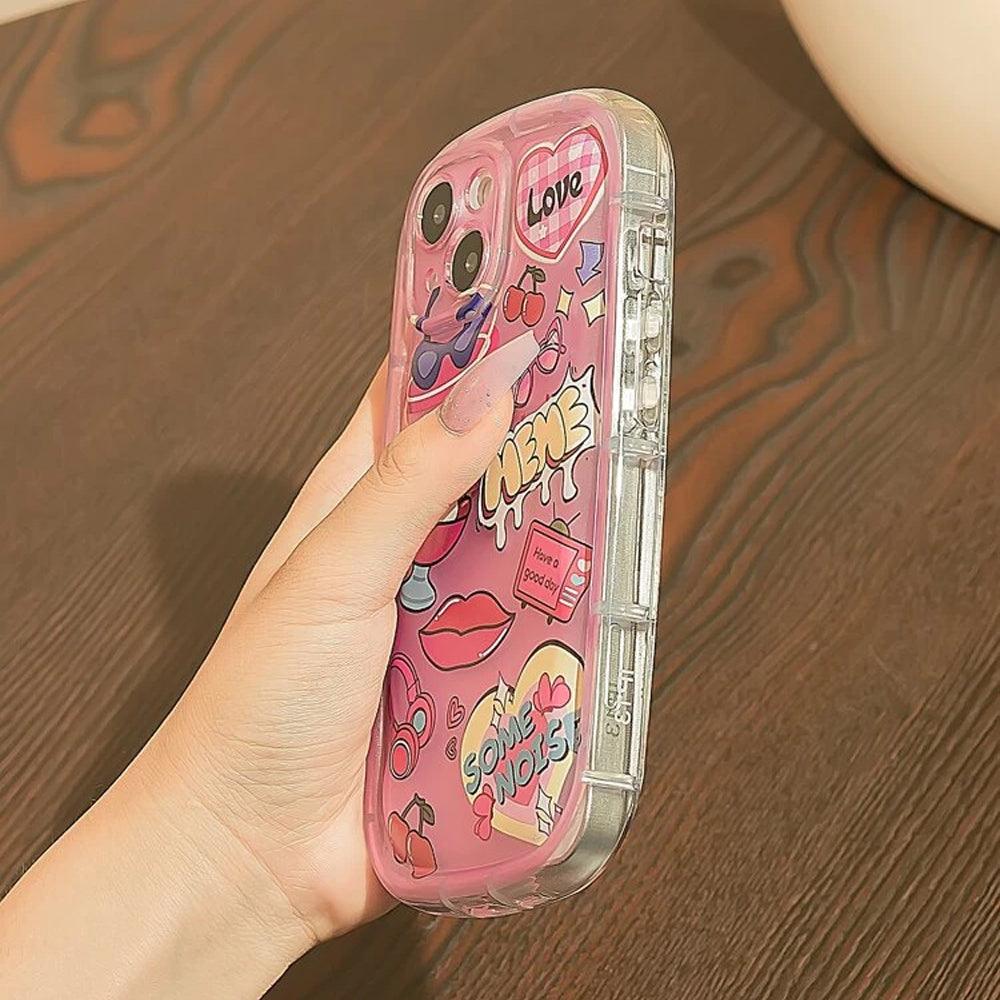 Cute Cherry Stickers Plastic Phone Cover iPhone - Kimo Store