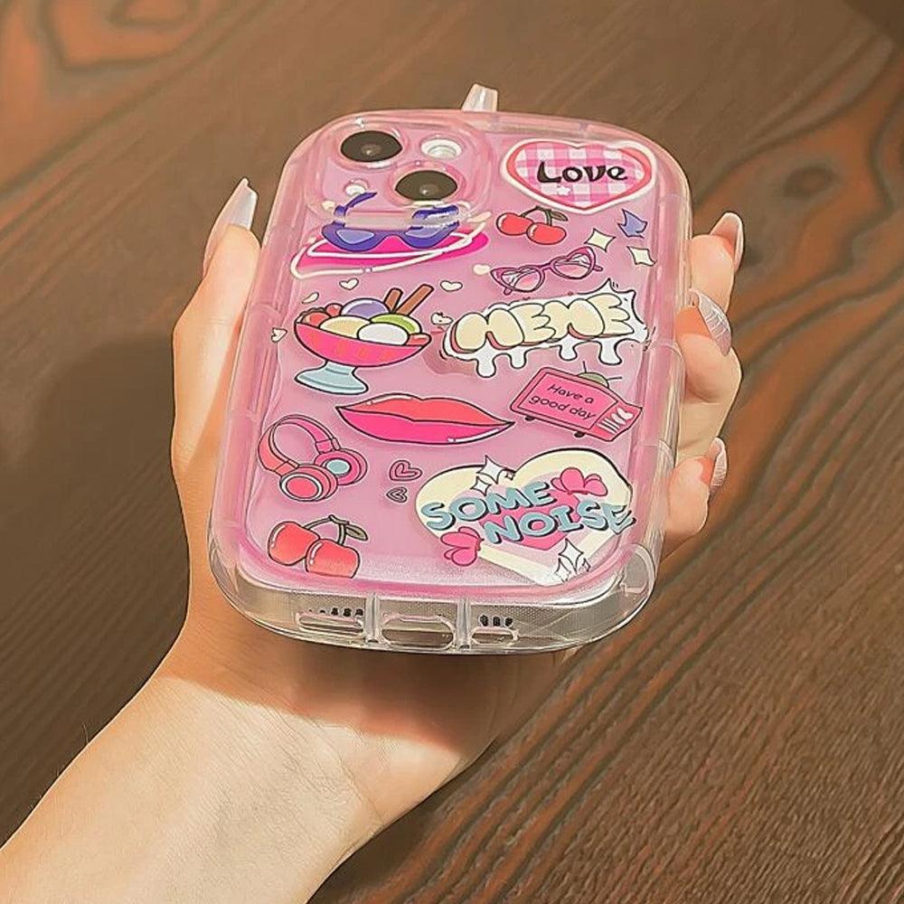 Cute Cherry Stickers Plastic Phone Cover iPhone - Kimo Store