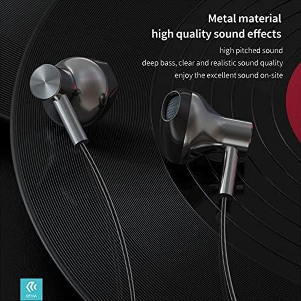 Devia Metal Remote EM101 Earphone - Black - Kimo Store
