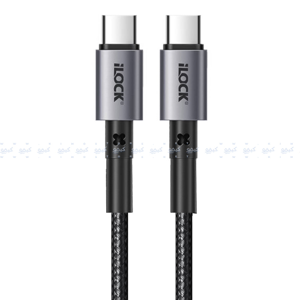 كابل شاحن موبايل أيلوك تايب سي إلى تايب سي بقوة 65 وات شحن سريع 1 متر 5089 - أسود
