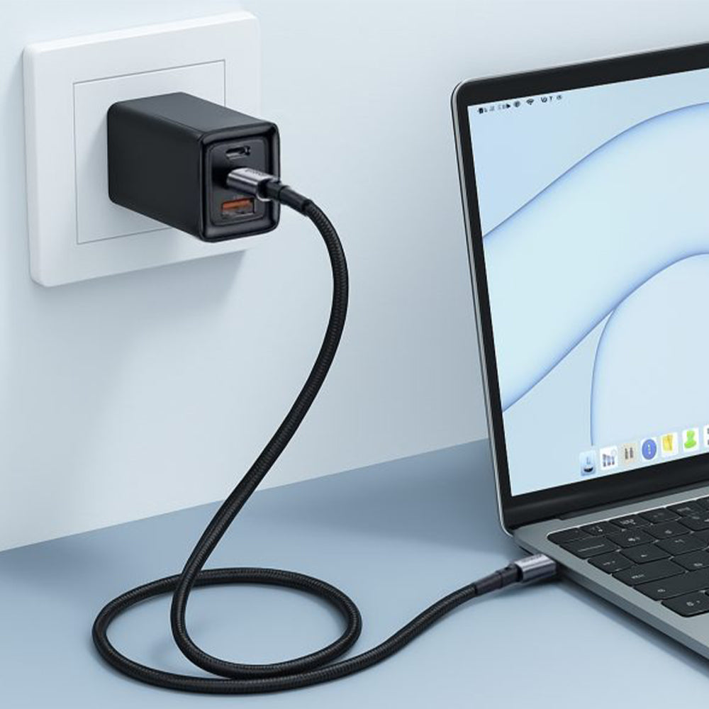 كابل شاحن موبايل أيلوك تايب سي إلى تايب سي بقوة 65 وات شحن سريع 1 متر 5089 - أسود