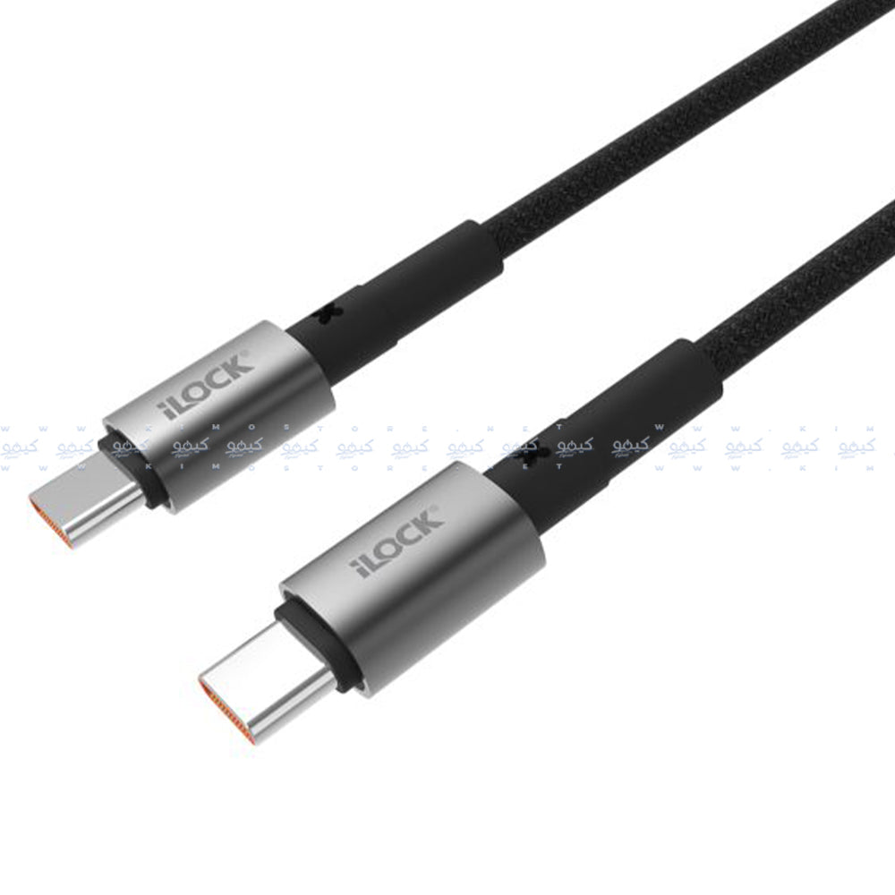 كابل شاحن موبايل أيلوك تايب سي إلى تايب سي بقوة 65 وات شحن سريع 1 متر 5089 - أسود