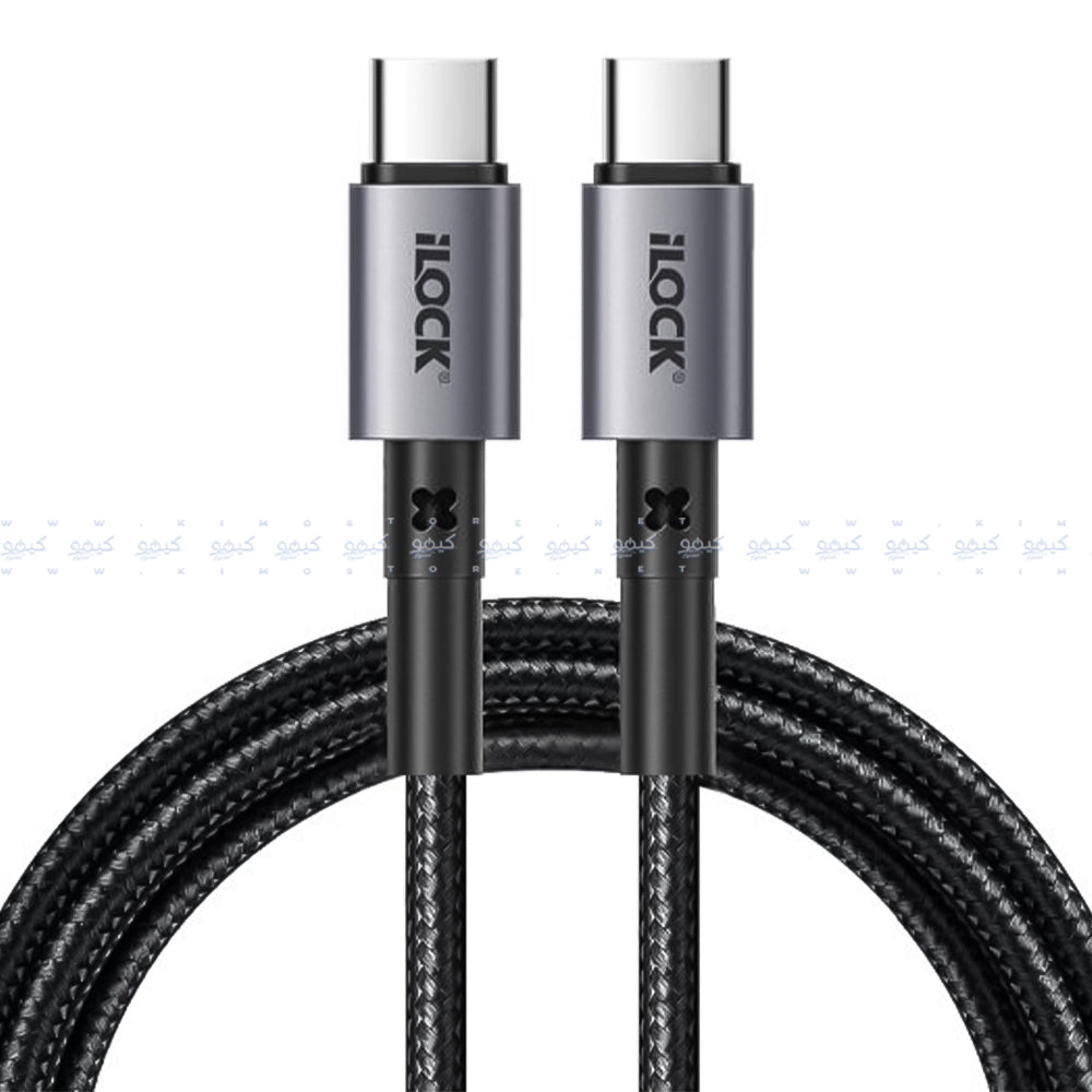 كابل شاحن موبايل أيلوك تايب سي إلى تايب سي بقوة 65 وات شحن سريع 1 متر 5089 - أسود