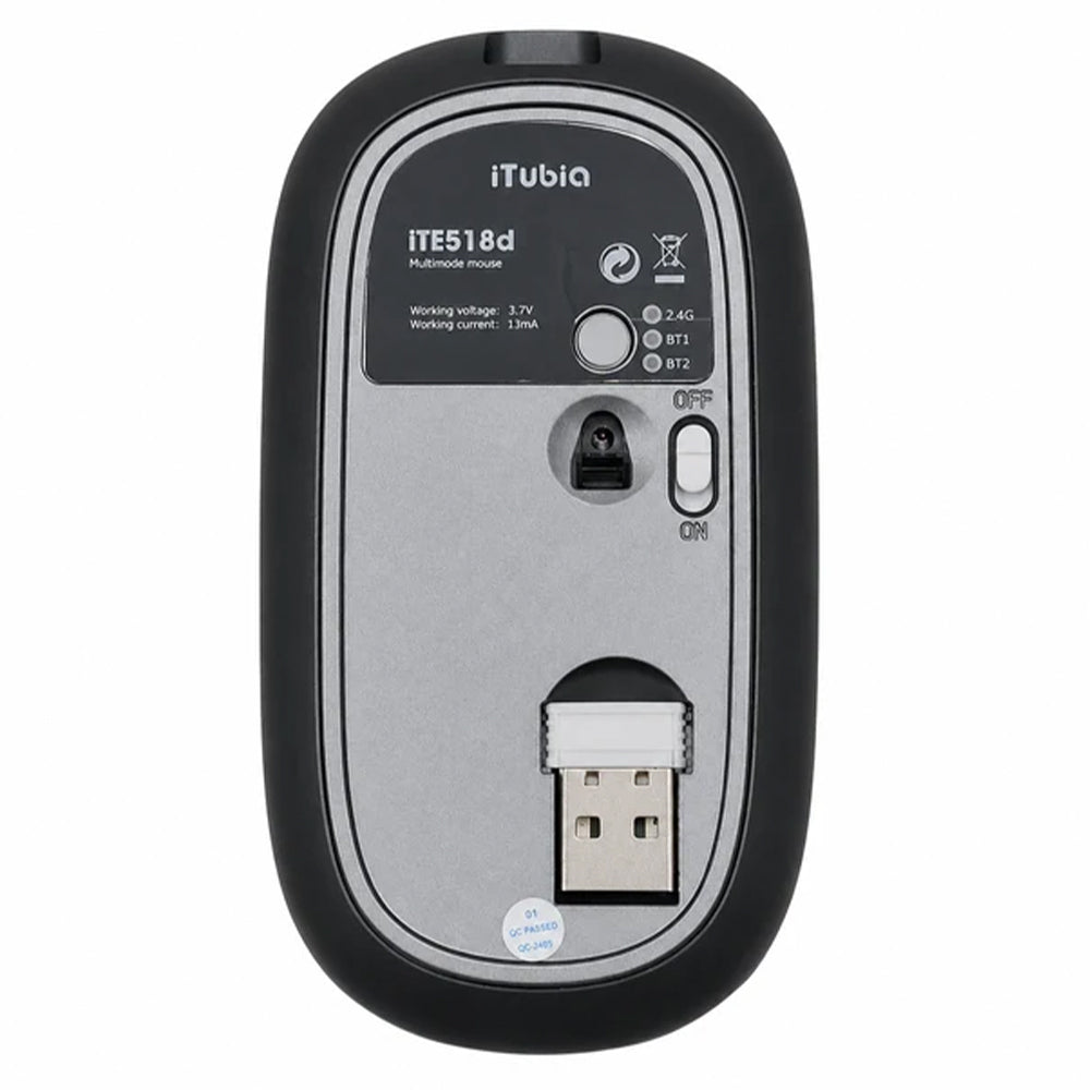iTubia iTE518d Dual Mode Rechargeable Bluetooth Wireless Mouse 1200Dpi - Gray