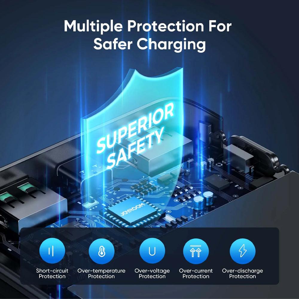 باور بنك جوي روم JR-QP193 بمنفذ تايب سي + 2 يو اس بي + ميكرو 30000 مللي أمبير 22.5 وات شحن سريع