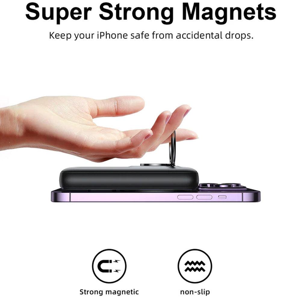 Joyroom JR-W050 Magnetic Wireless Power Bank with Ring Holder USB + Type-C 20W Fast Charging 10000mAh - Kimo Store