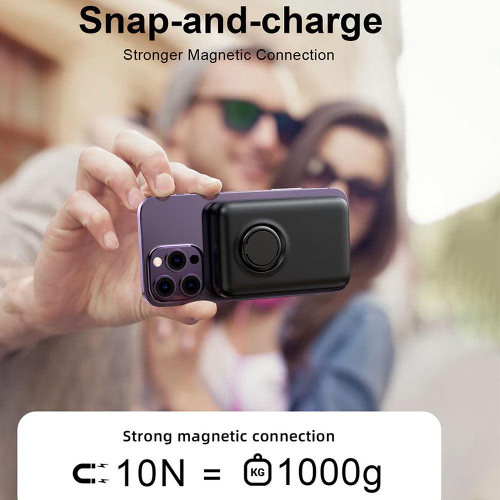 Joyroom JR-W050 Magnetic Wireless Power Bank with Ring Holder USB + Type-C 20W Fast Charging 10000mAh - Kimo Store