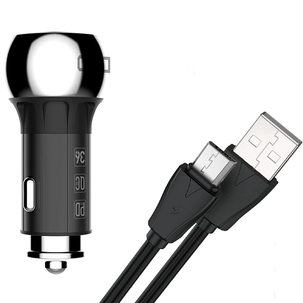 Ldnio C1 Car Charger PD Type-C + QC3.0 USB + Micro Cable 36W Fast Charging