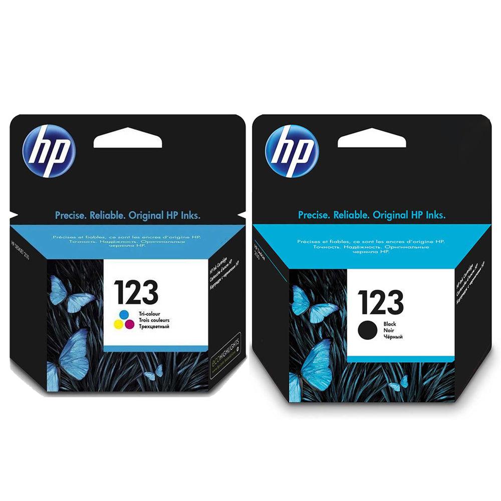 Pack of 2 HP 123 Original Ink Cartridge Set Black & Tri Colour - Kimo Store