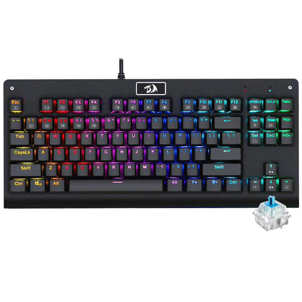 Redragon Dark Avenger K568R Blue Switch Wired Rainbow Gaming Keyboard English & Arabic