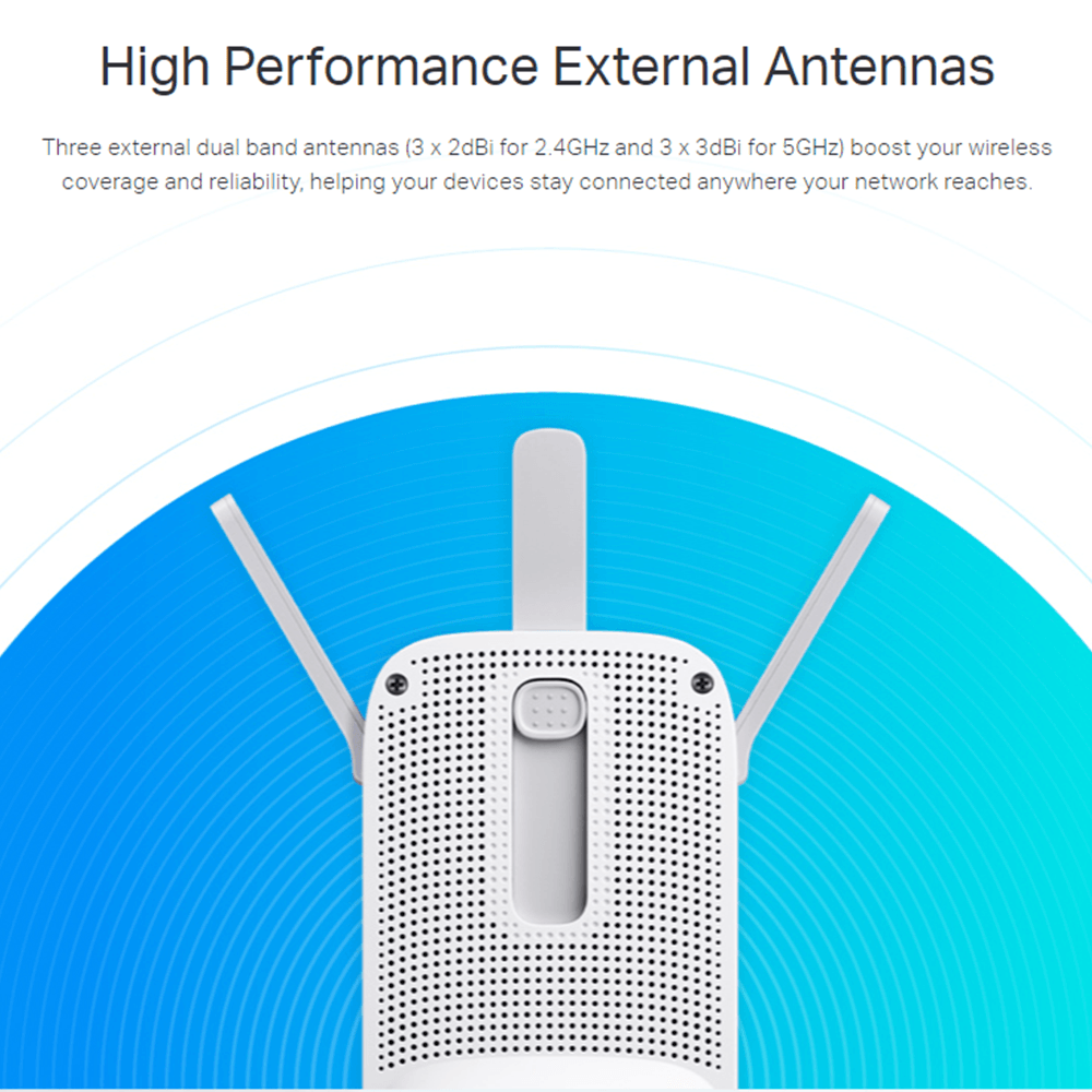 TP-Link RE450 Wi-Fi Range Extender 1Port 3 Antenna 1750Mbps - Kimo Store