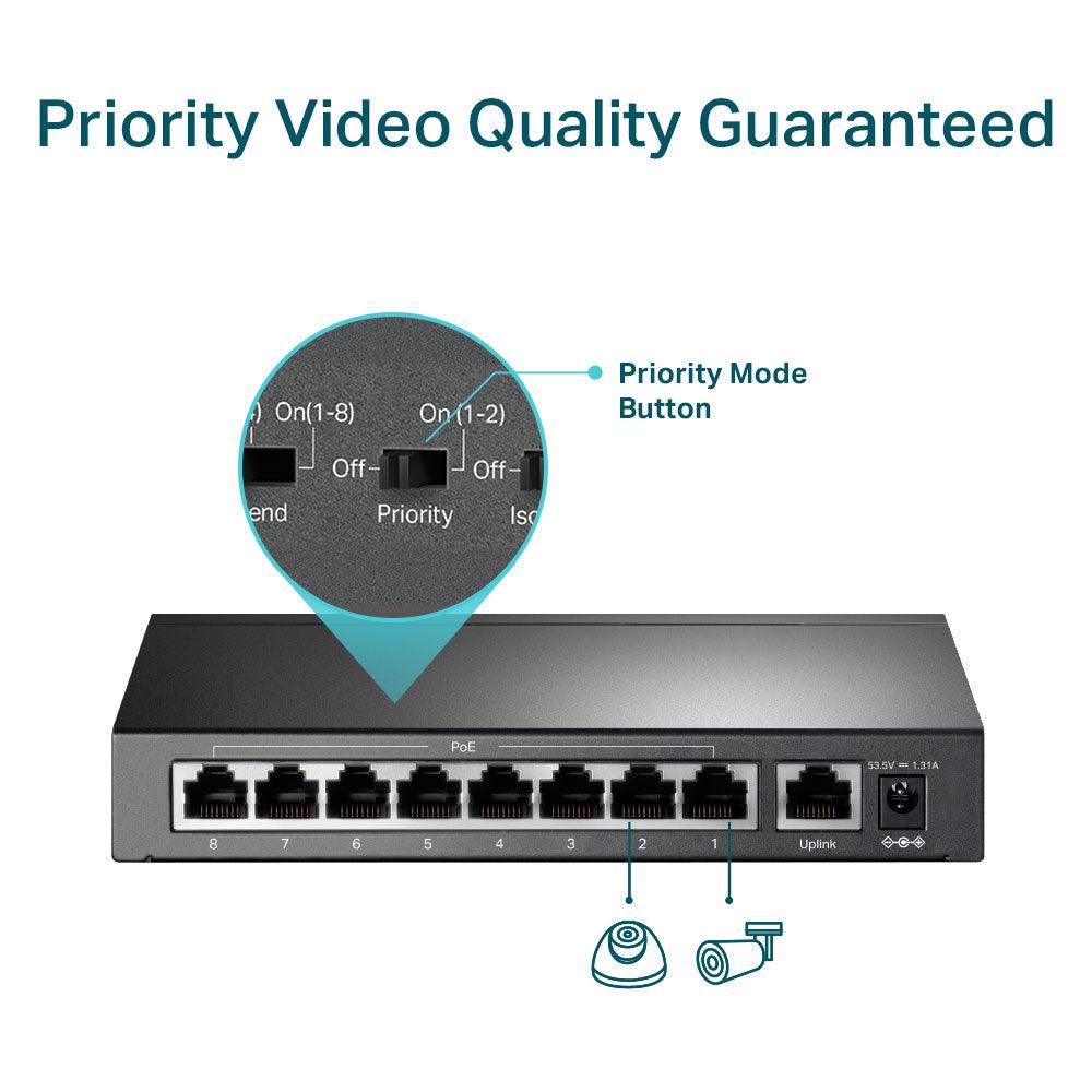 TP-Link TL-SF1009P Unmanaged Desktop PoE Switch 1 Port 10/100Mbps + 8 Port PoE+ - Kimo Store