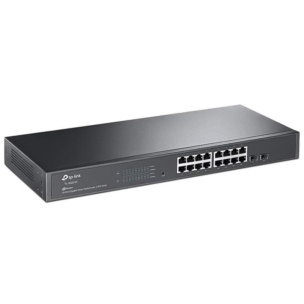 سويتش تي بي لينك 16 منفذ 10/100/1000 ميجابايت/ثانية + 2 منفذ جيجابت (SFP) JetStream Rackmount TL-SG2218P