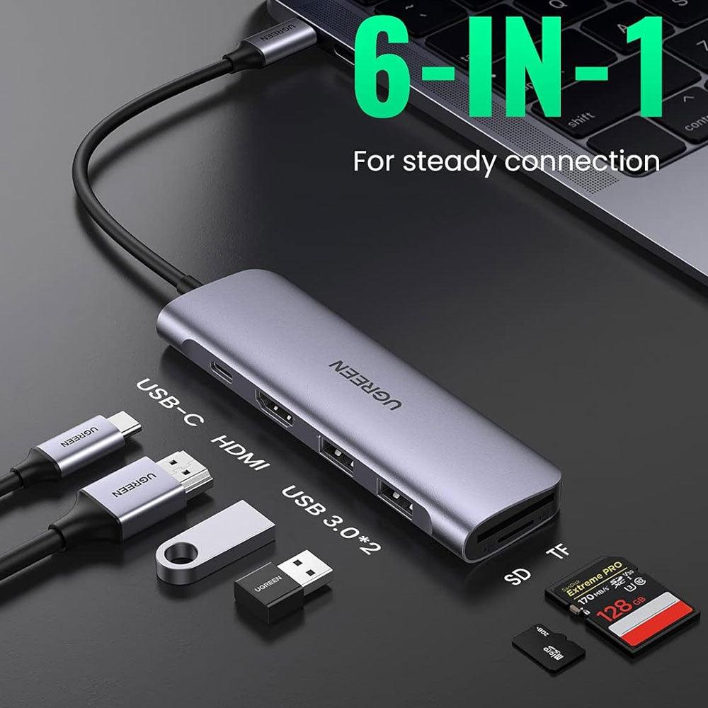 Ugreen 70411 6in1 Type-C To HDMI+PD Type-C+2USB HUB