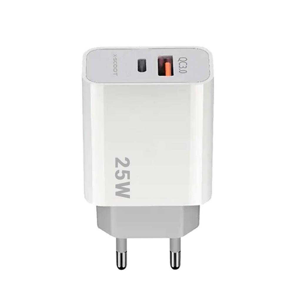X-Scoot CH-215 Wall Charger PD Type-C + QC3.0 USB 25W Fast Charging