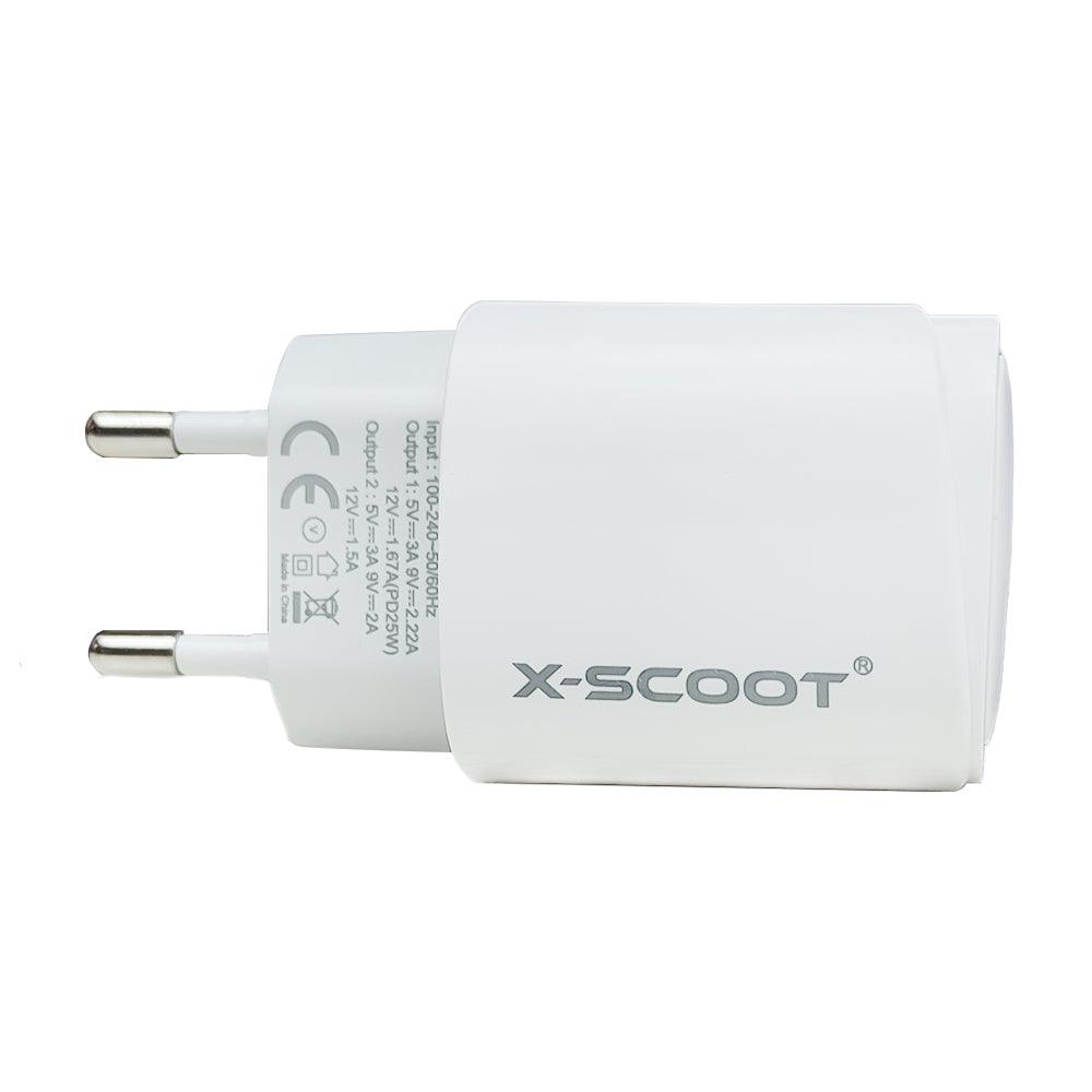 X-Scoot CH-228 Wall Charger PD Type-C 25W + USB Fast Charging