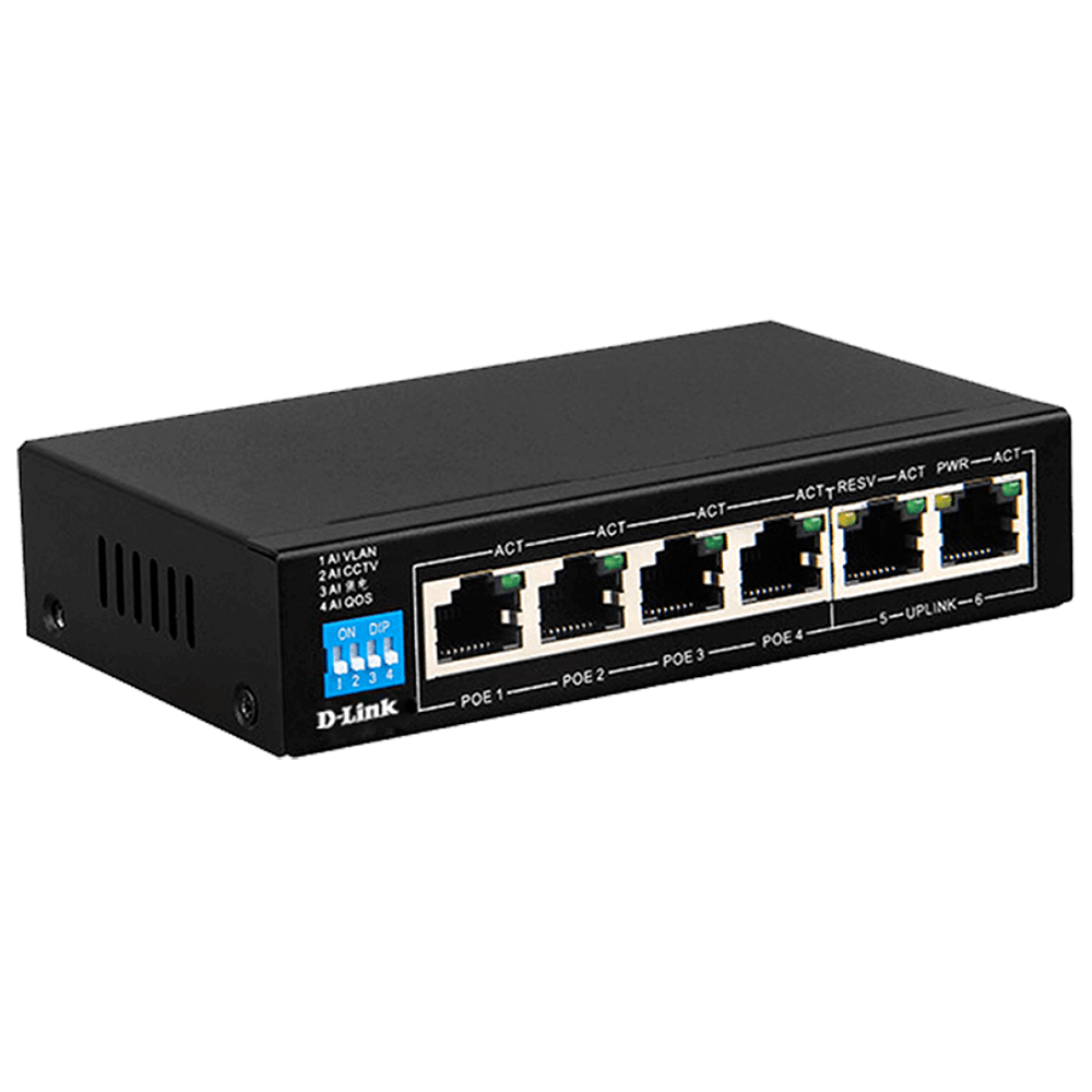 D-LinkDGS-F1006P-EUnmanagedDesktopPoESwitch4PortGigabit_2PortGigabitUplink_2