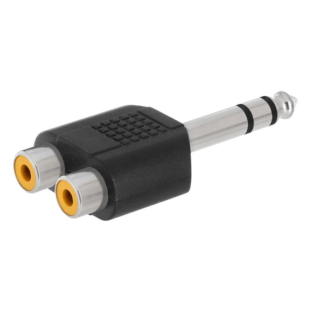 محول صوت 2x RCA أنثى إلى 6.35 ملم