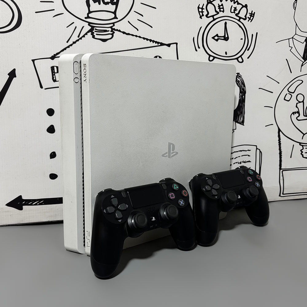 Sony PS4 Slim Console 500GB White Edition + 2 x Dualshock Wireless Controller Ver 11.5 (Original Used)