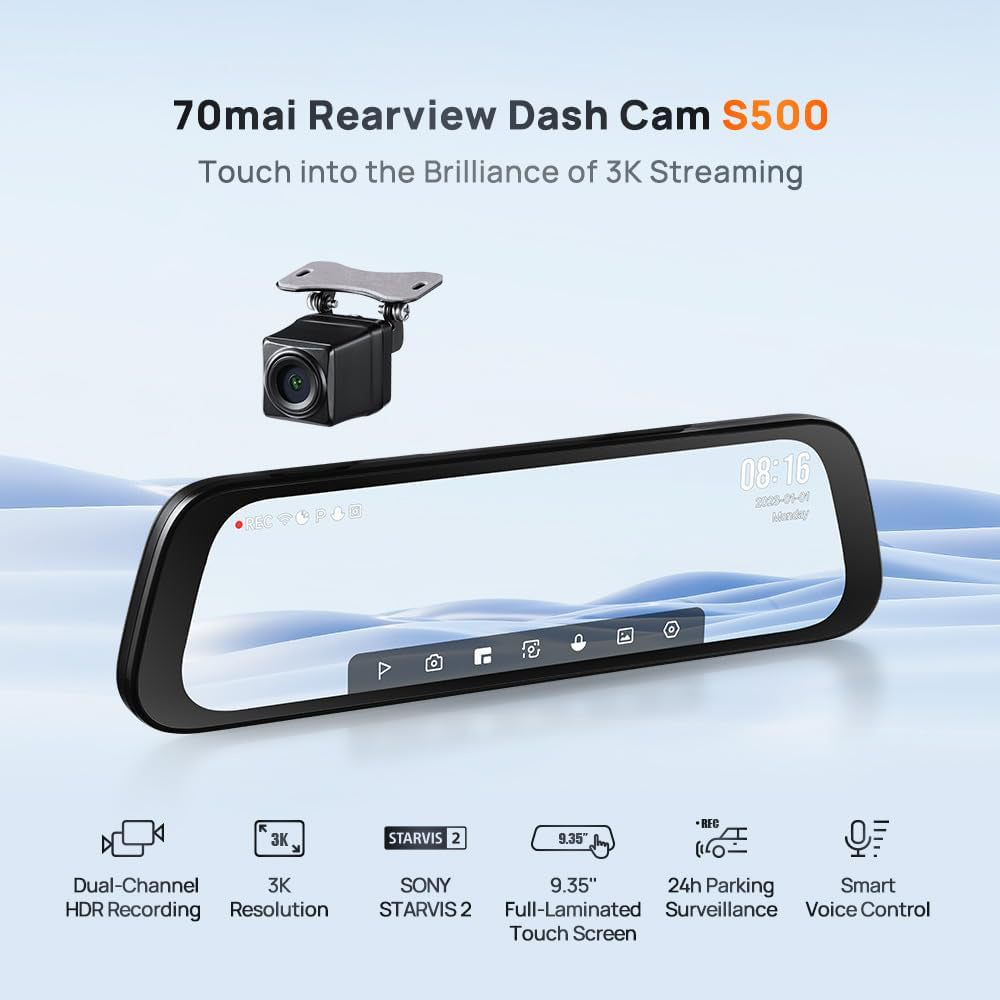 70mai S500 Rearview Dash Cam Set