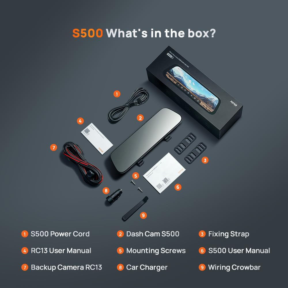 70mai S500 Rearview Dash Cam Set