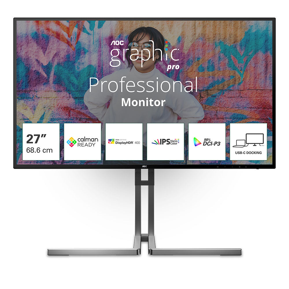 AOC U27U3CV 27 Inch 4K UHD Frameless Monitor 