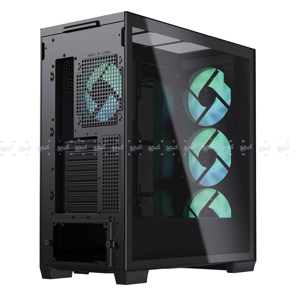 APNX C1-R-BK-V1 ARGB Gaming Mid Tower Case - Black