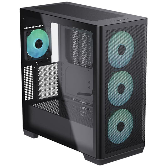 APNX C1-R-BK-V1 ARGB Gaming Mid Tower Case - Black