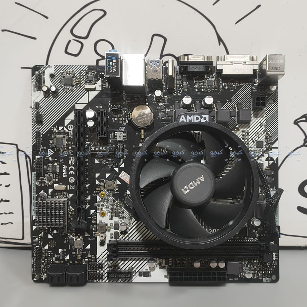 مازر بورد إى إس روك إى إم دى رايزن A320M-HDV سوكيت معالج AM4 + بروسيسور إى إم دى رايزن 5 3600 (استعمال خارج)