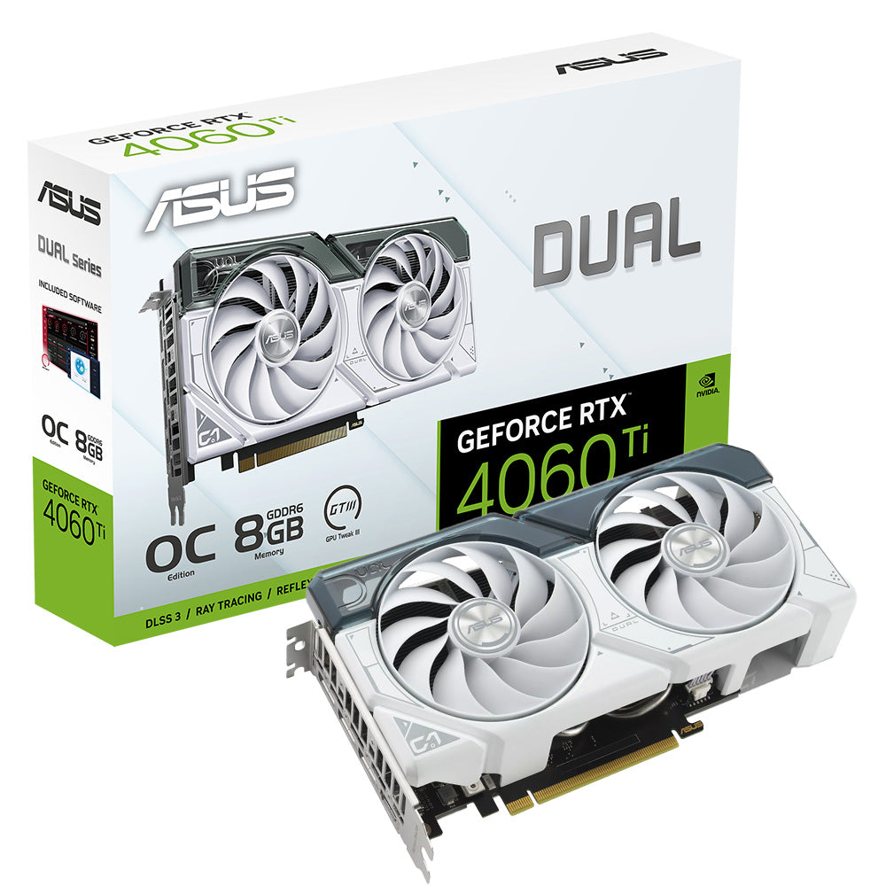 ASUS Dual GeForce RTX 4060 Ti White OC 8GB GDDR6 Graphics Card