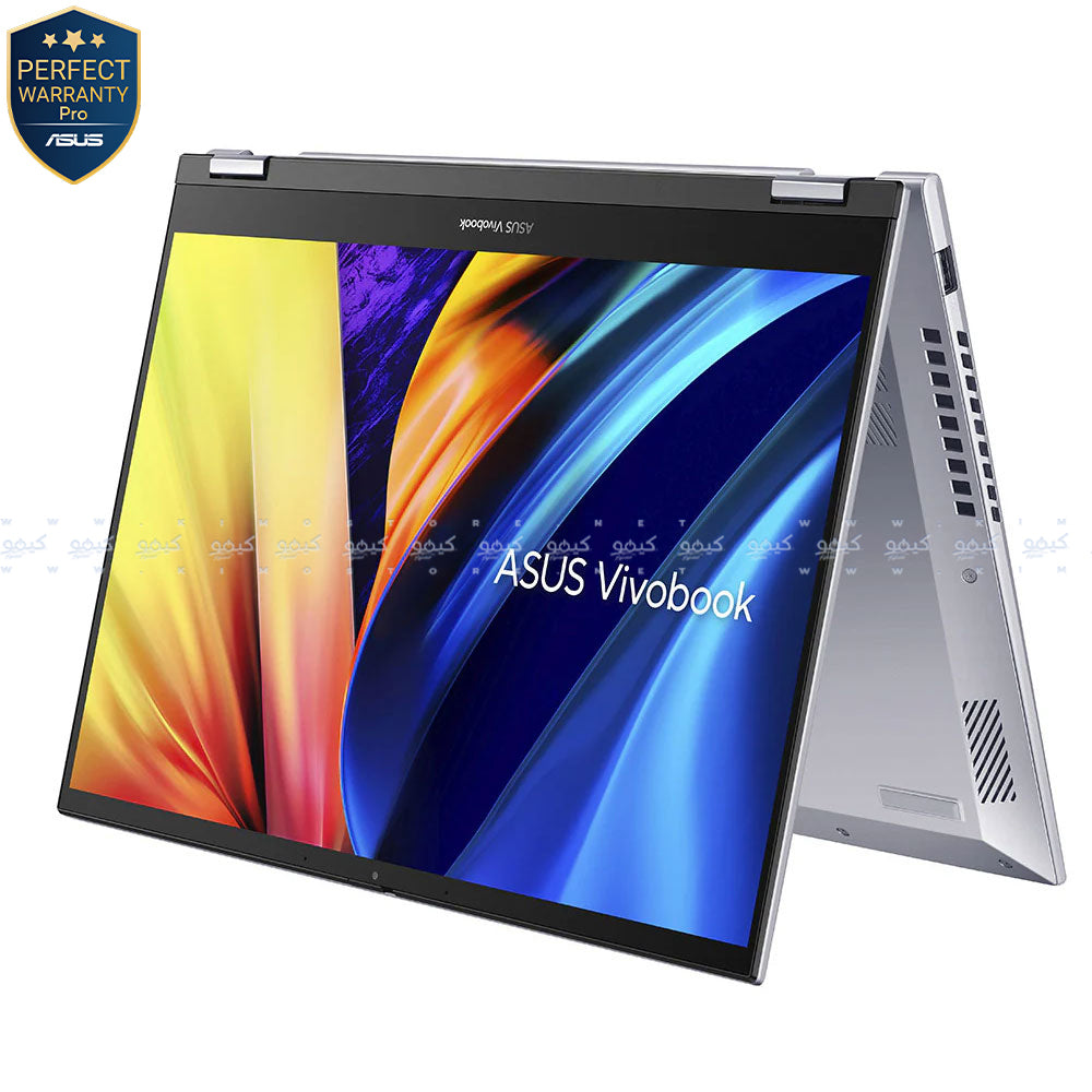 لاب توب اسوس VivoBook S 14 Flip TN3402YA-LZ007W (اي ام دي رايزن 7-7730U - رام 8 جيجابايت - هارد 512 جيجابايت M.2 NVMe - اي ام دي راديون جرافيكس- شاشة 14 بوصة 60 هرتز تاتش سكرين WUXGA IPS - قلم اسوس Stylus - ويندوز 11) - فضي