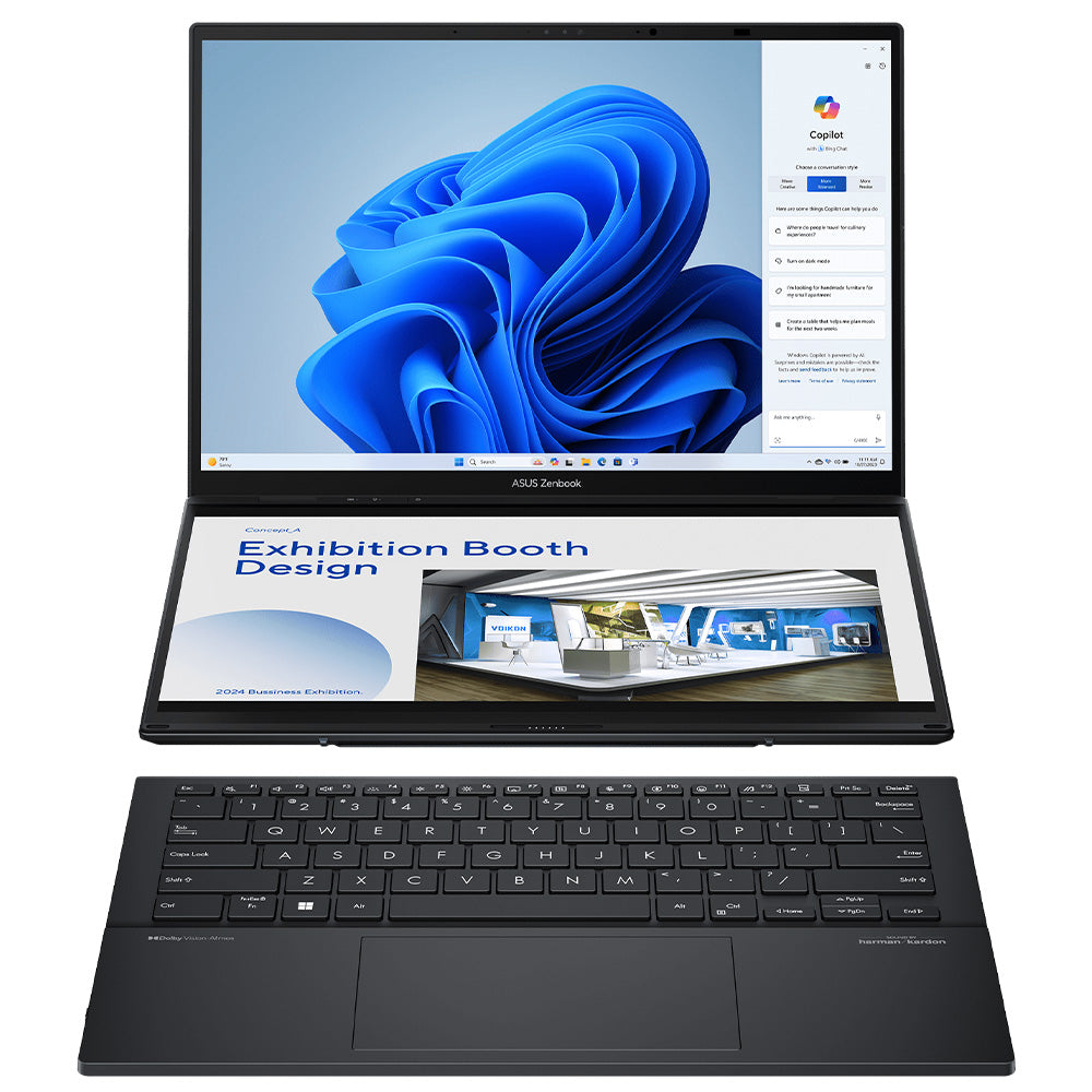 ASUS ZenBook DUO UX8406CA-OLED009WS Gaming Laptop (Intel Core Ultra 9 285H - 32GB Ram - M.2 NVMe 2TB - Intel Arc Graphics - 14.0 Inch 3K 120Hz - Stylus ASUS Pen - Laptop Sleeve - Win11) - Inkwell Gray