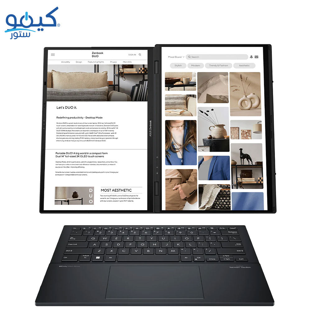 ASUS ZenBook DUO UX8406CA-OLED009WS Gaming Laptop (Intel Core Ultra 9 285H - 32GB Ram - M.2 NVMe 2TB - Intel Arc Graphics - 14.0 Inch 3K Touchscreen 120Hz - Stylus ASUS Pen - Laptop Sleeve - Win11) - Inkwell Gray