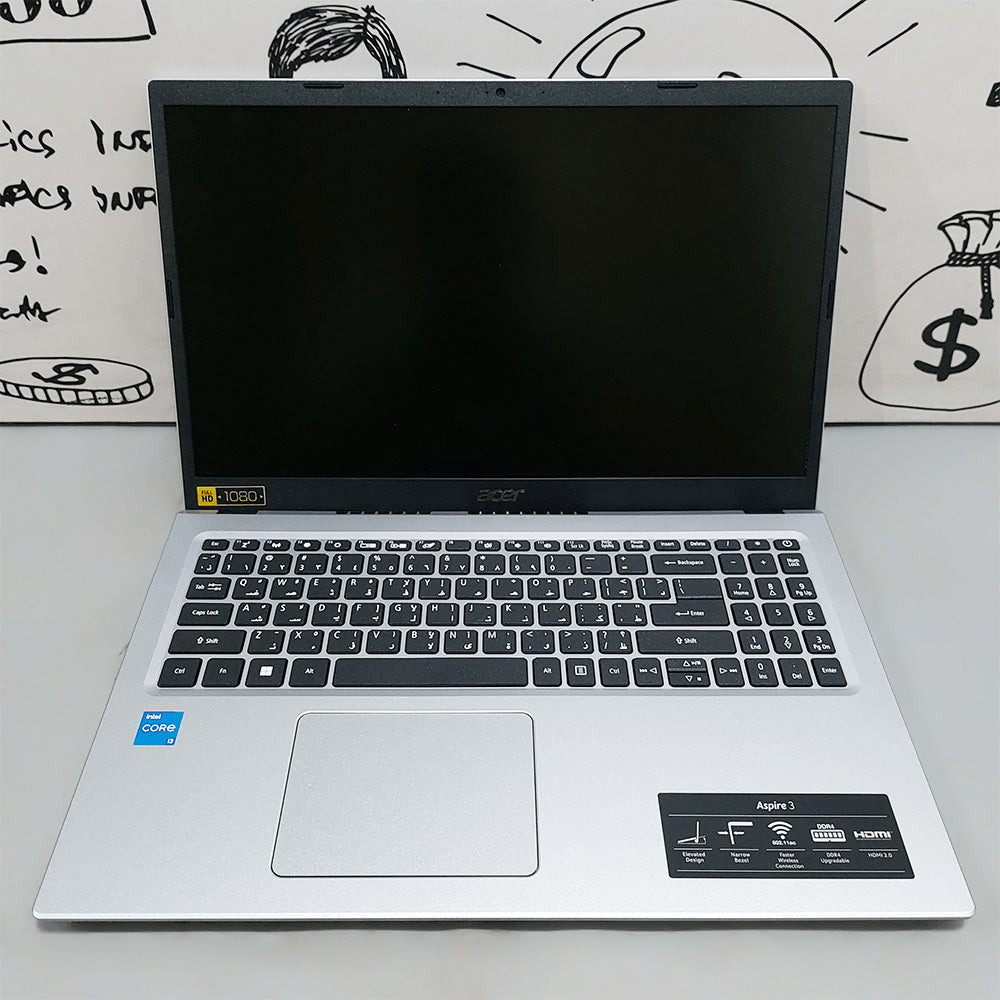 لاب توب ايسر Aspire A315-58 (انتل كور i3-1115G4 - رام 8 جيجابايت DDR4 - هارد 512 جيجابايت M.2 - انتل UHD جرافيكس - شاشة 15.6 بوصة FHD) استعمال خارج