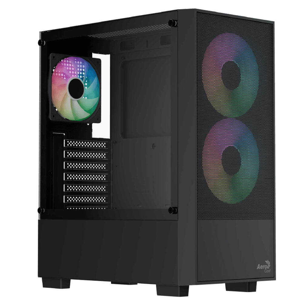 AeroCool B508A Flow ARGB Gaming Mid Tower Case + Lux 80 Plus Bronze Power Supply 650W - Black
