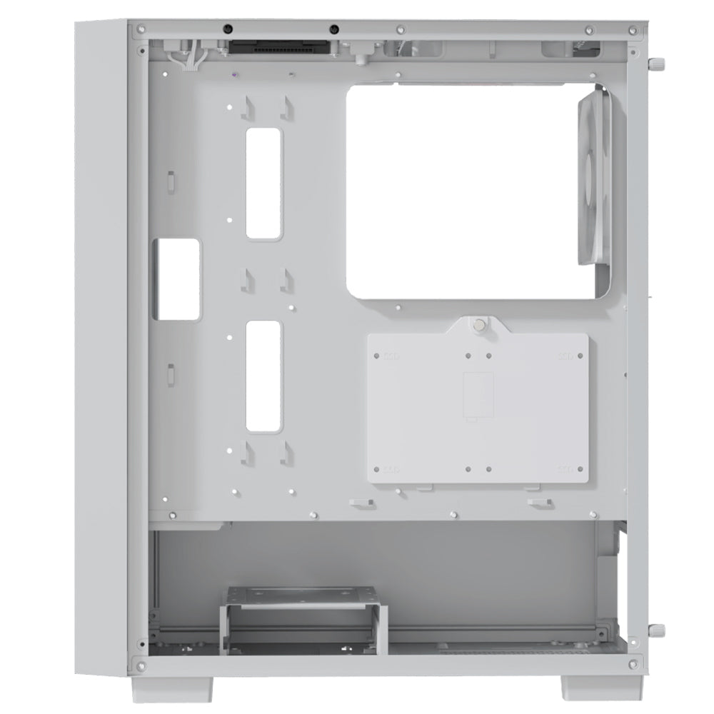 AeroCool B508A Flow ARGB Gaming Mid Tower Case + Lux 80 Plus Bronze Power Supply 650W - White