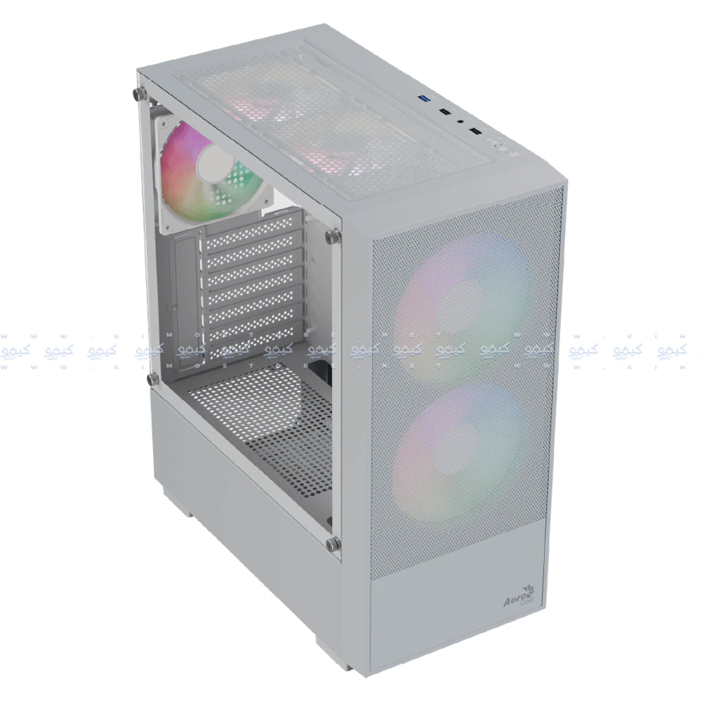 AeroCool B508A Flow ARGB Gaming Mid Tower Case + Lux 80 Plus Bronze Power Supply 650W - White