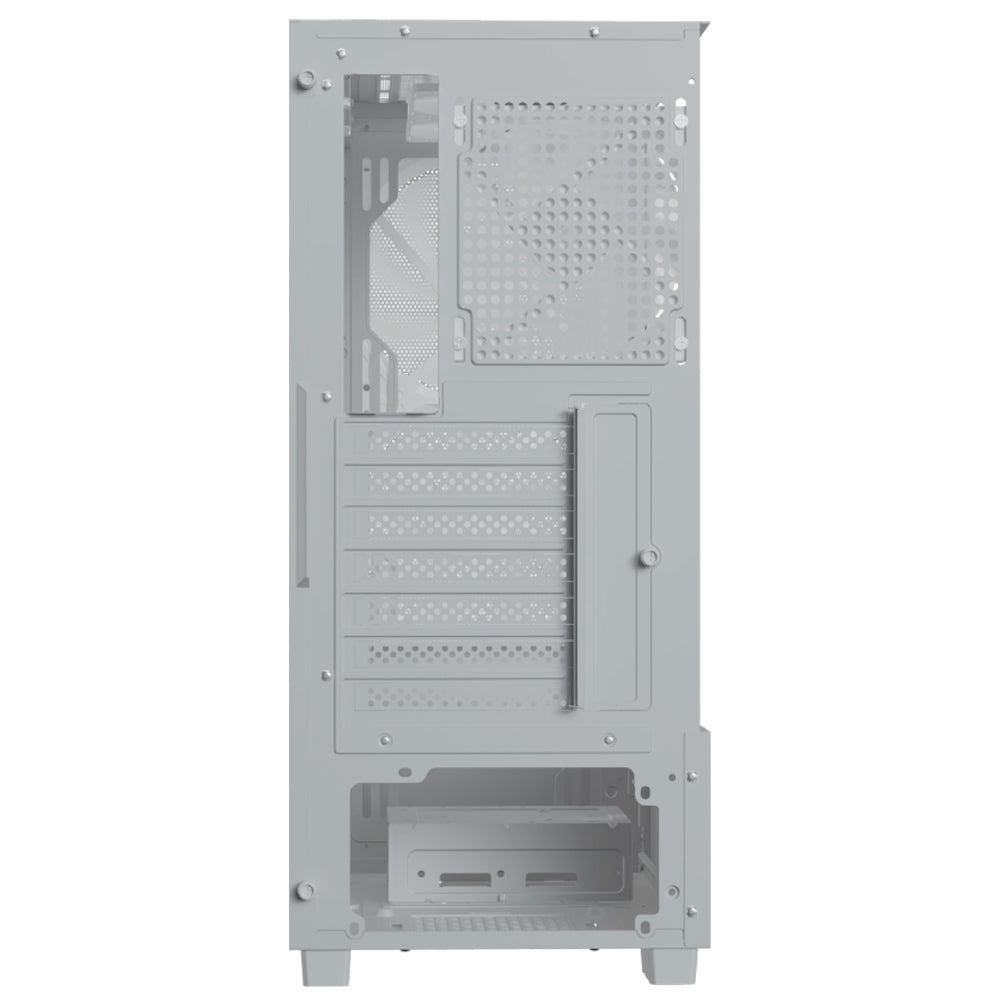 AeroCool B508A Flow ARGB Gaming Mid Tower Case + Lux 80 Plus Bronze Power Supply 650W - White