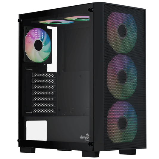AeroCool B509A Flow ARGB Gaming Mid Tower Case + Lux 80 Plus Bronze Power Supply 650W - Black