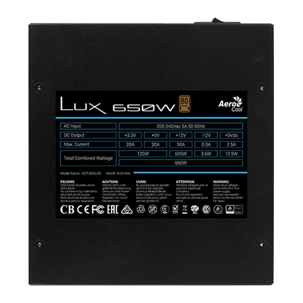 باور سبلاي أيروكول 80 بلس برونزي 650 وات Lux (بدون علبة)
