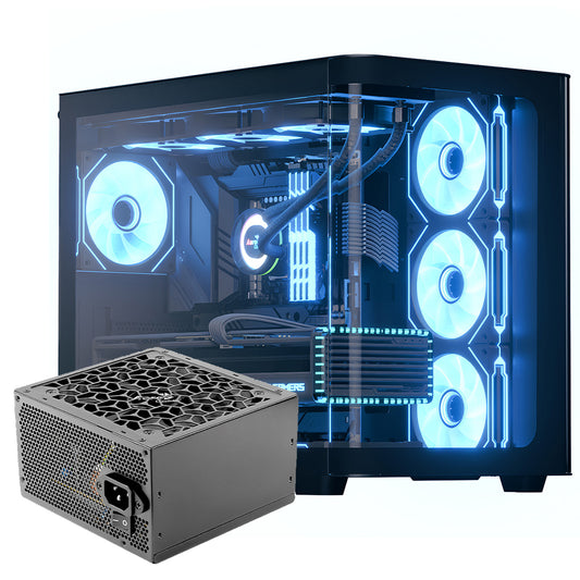 AeroCool P500C ARGB Gaming Mid Tower Case + Aero 80 Plus Bronze Power Supply 750W