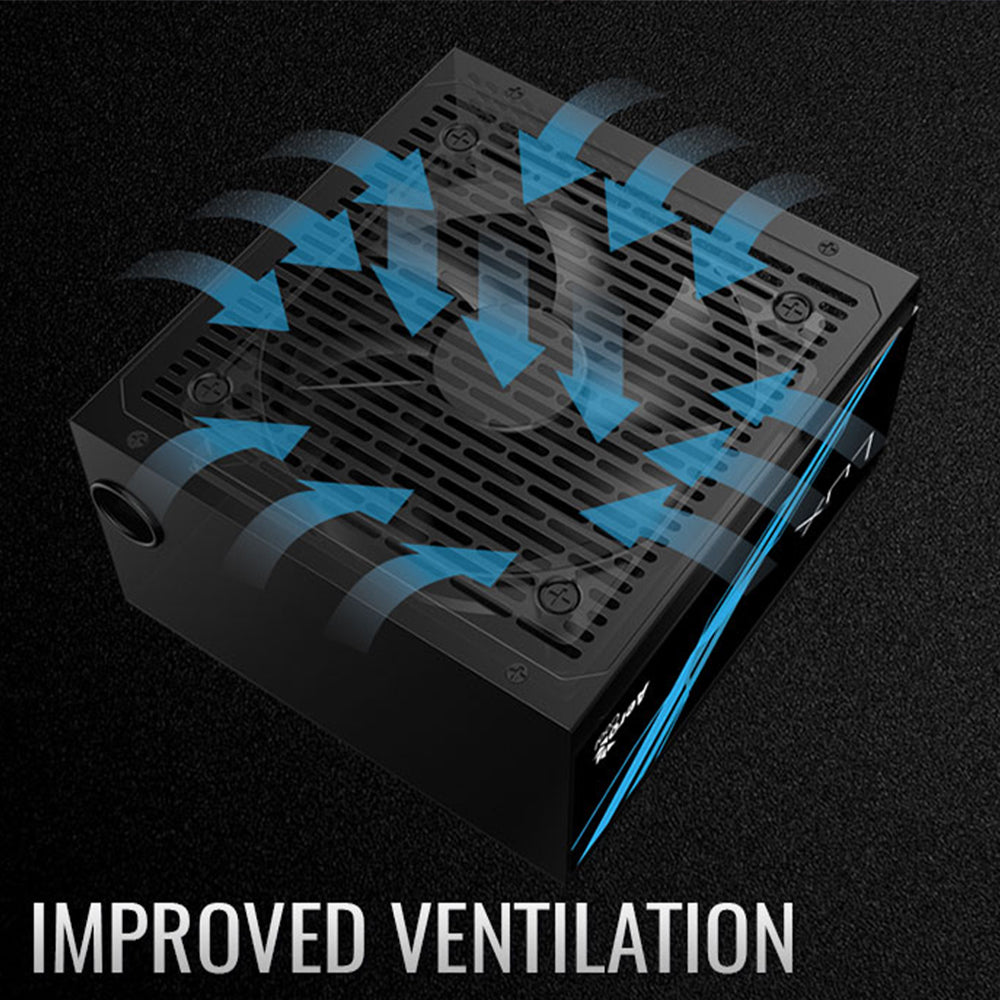 AeroCool P500D ARGB Gaming Mid Tower Case + Lux 80 Plus Bronze Power Supply 650W - Black