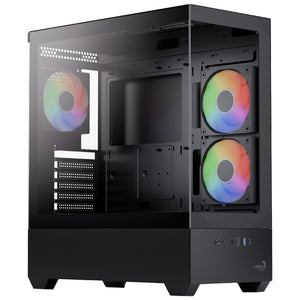 AeroCool P500D ARGB Gaming Mid Tower Case + Lux 80 Plus Bronze Power Supply 650W - Black