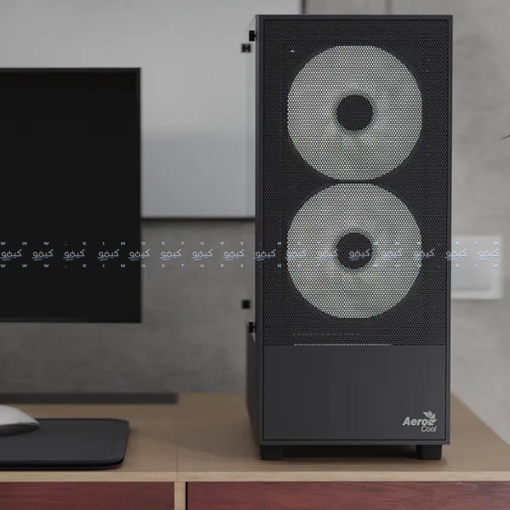 AeroCool B508A Flow ARGB Gaming Mid Tower Case + Lux 80 Plus Bronze Power Supply 550W - Black