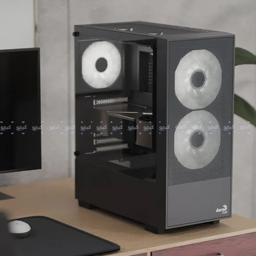 AeroCool B508A Flow ARGB Gaming Mid Tower Case + Lux 80 Plus Bronze Power Supply 550W - Black