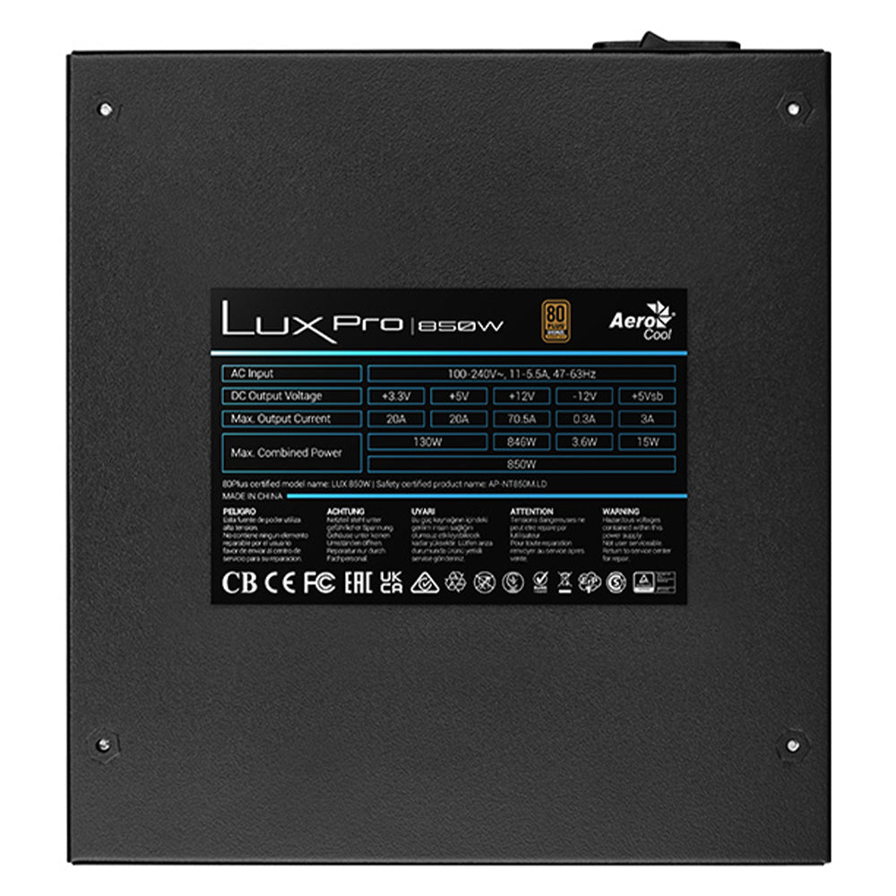 Aerocool Lux Pro 850W 80 PLUS Bronze Certified Power Supply