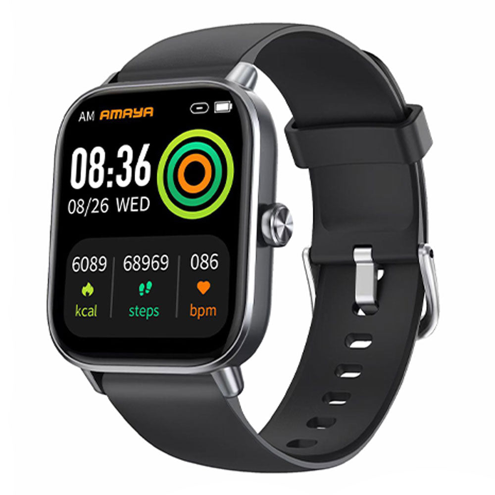 ساعة سمارت أمايا Lite ASW-20 هيكل أسود مع سوار سيليكون أسود